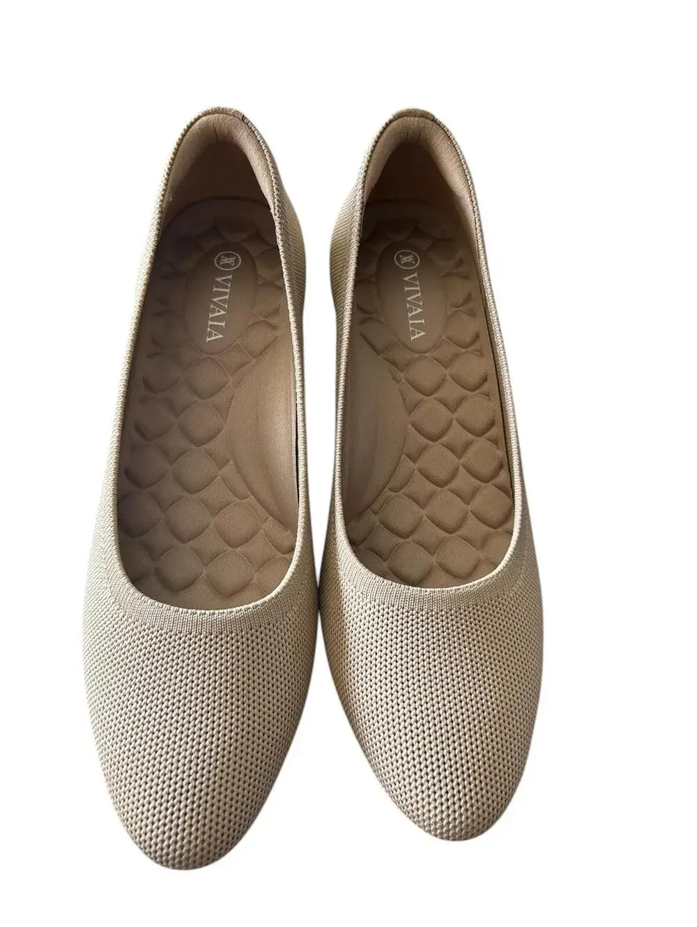 VIVAIA Nude Knit Block Heel Pumps EU 37.5/ US 7/7.5 NWOT Sustainable Comfort - Picture 5 of 9
